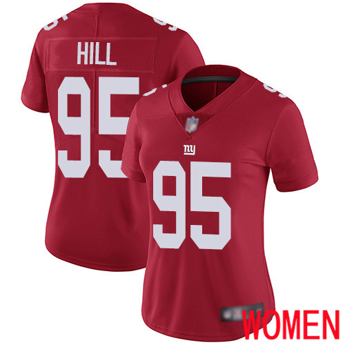 Women New York Giants #95 B.J. Hill Red Limited Red Inverted Legend Football NFL Jersey->women nfl jersey->Women Jersey